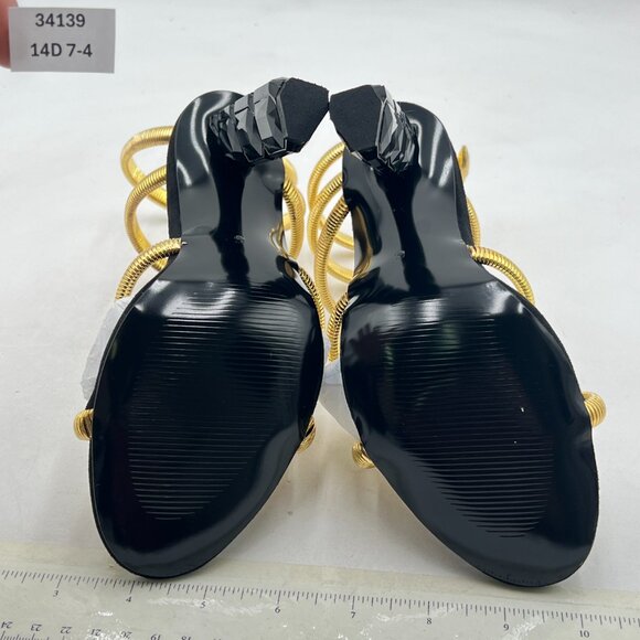 Milooey Shoe Black Sexy Open Toe Strappy Wrap Leg Sandals Crystal Heel Shoes - Picture 6 of 7